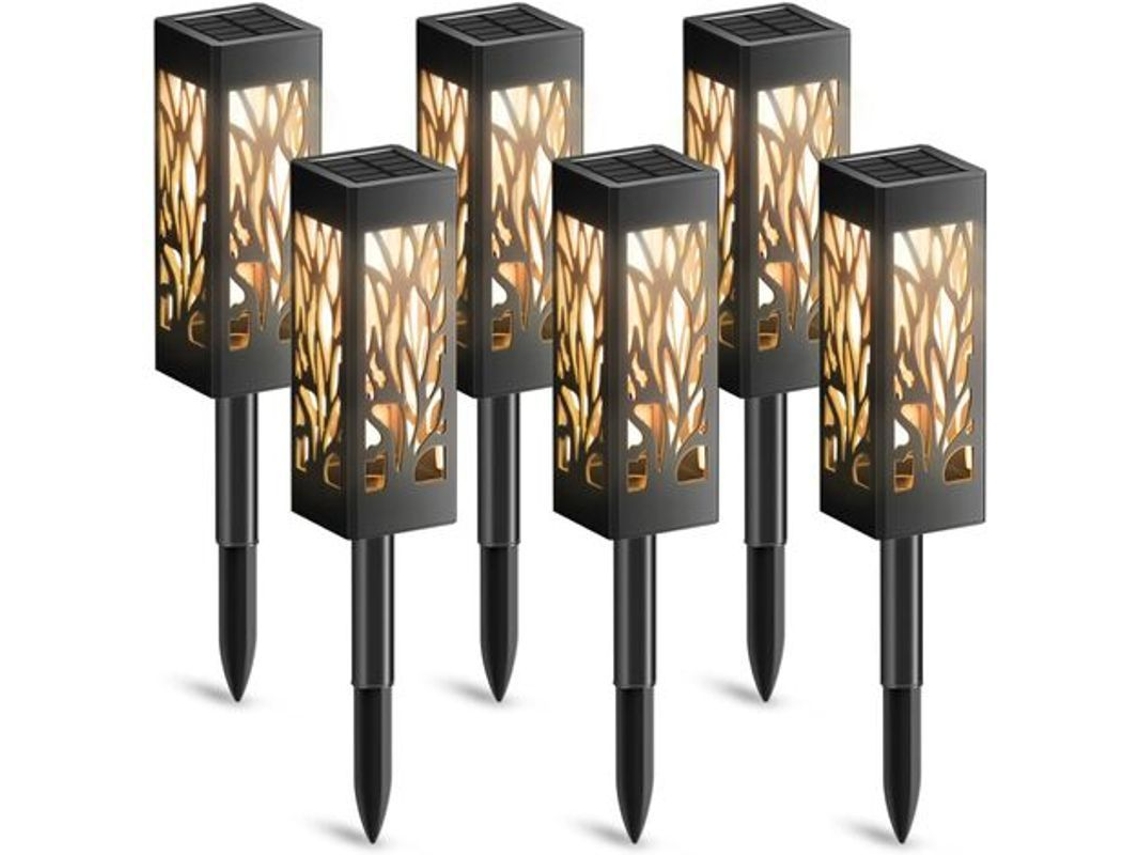 luzes Solares Jardim, 6 Peças Decoração com Luzes Branca Quente IP65 Auto On/off | S/MARCA