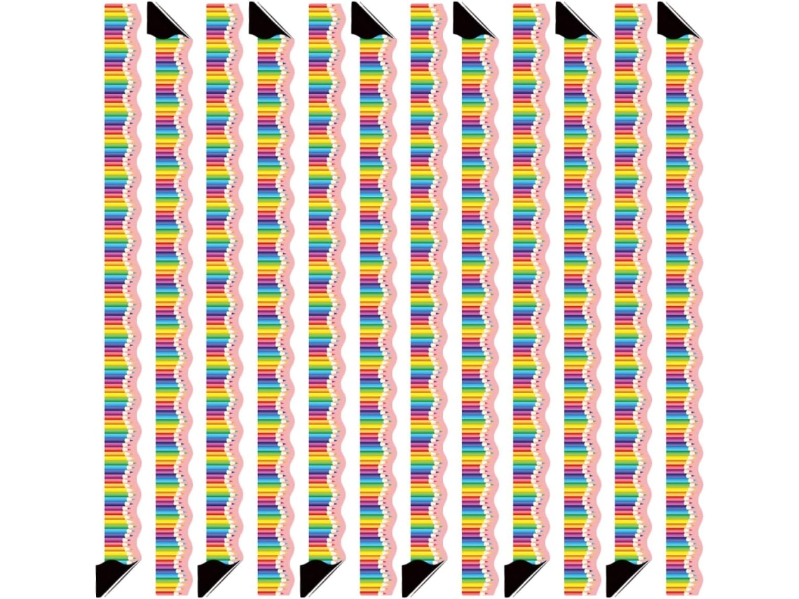 Conjunto Stobaza com 12 Bordas Decorativas Magnéticas Flexíveis em Pvc para Quadros Negros e Brancos, Estilo e