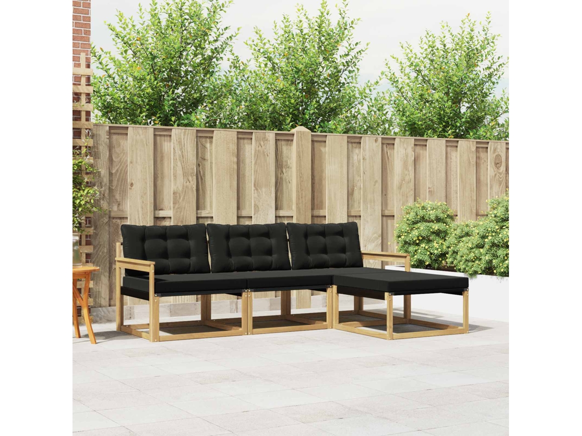 Vidaxl Conjunto De Sofás Para Exterior 4 Unid. Branco E Preto