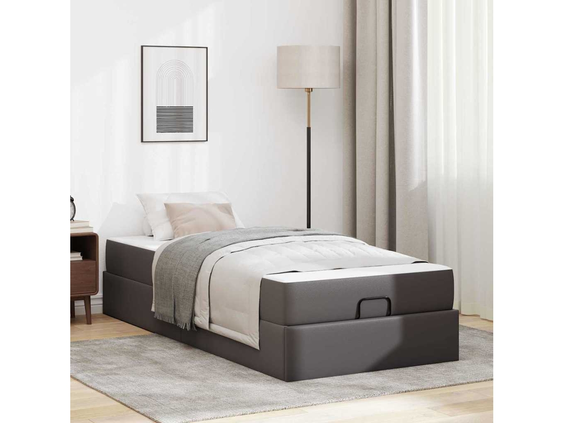 Vidaxl Estrutura de Cama com Colchão Outros 2 Pcs Cinzeto Pvc