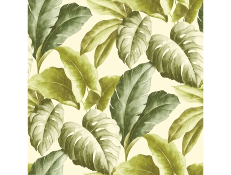 Dutch Wallcoverings 426248  Wallpaper Tropical Leaves Green And White