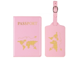 2 Porta, Passaportes, Etiqueta De Bagagem, Porta-passaporte E Conjunto Para Casais, Festa De Casamento, Lua De Mel, Viagem, Rosa, Rosa, Rosa