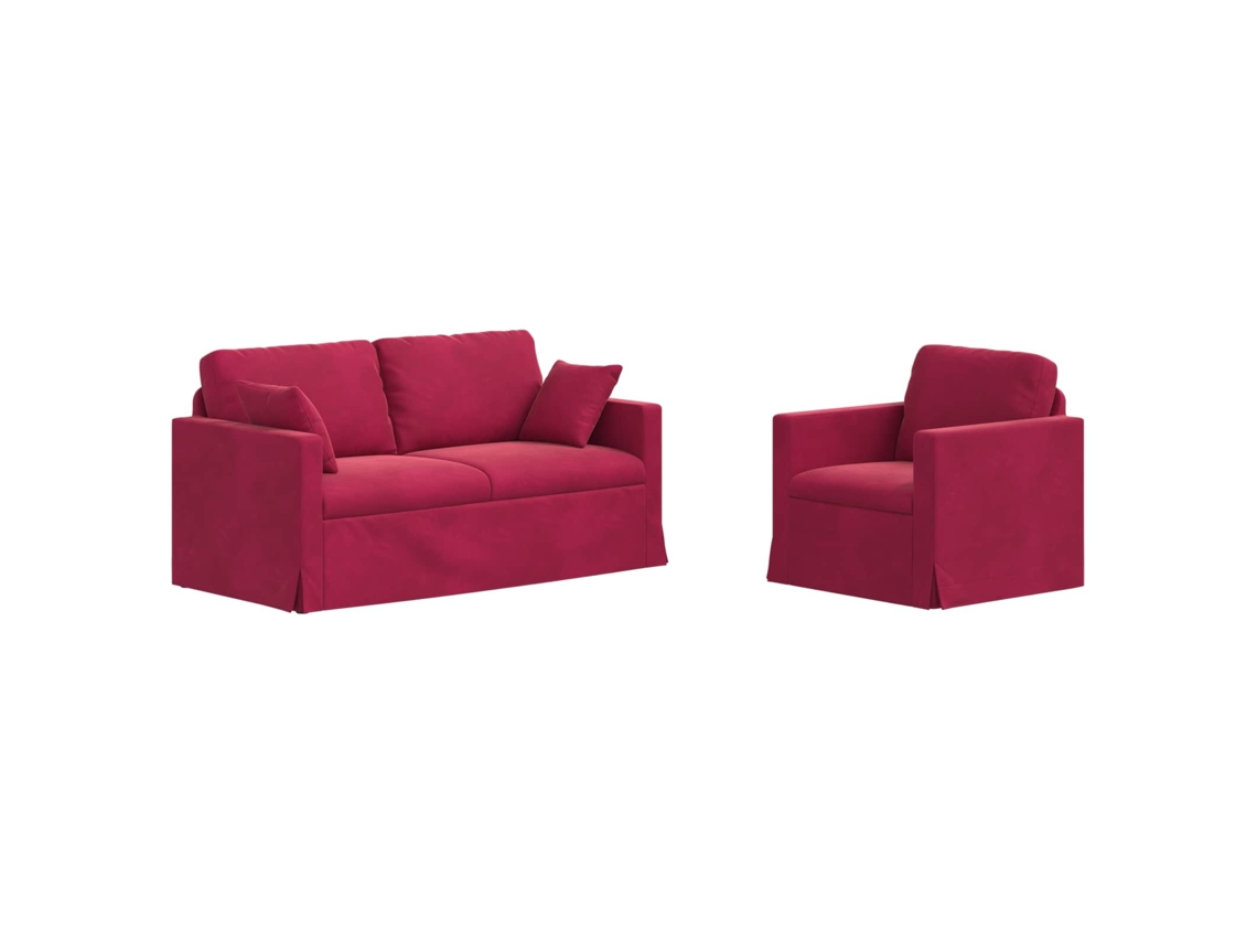Maison Exclusive - Conjunto De Sofás 2 Unid. Vinho Vermelho Veludo