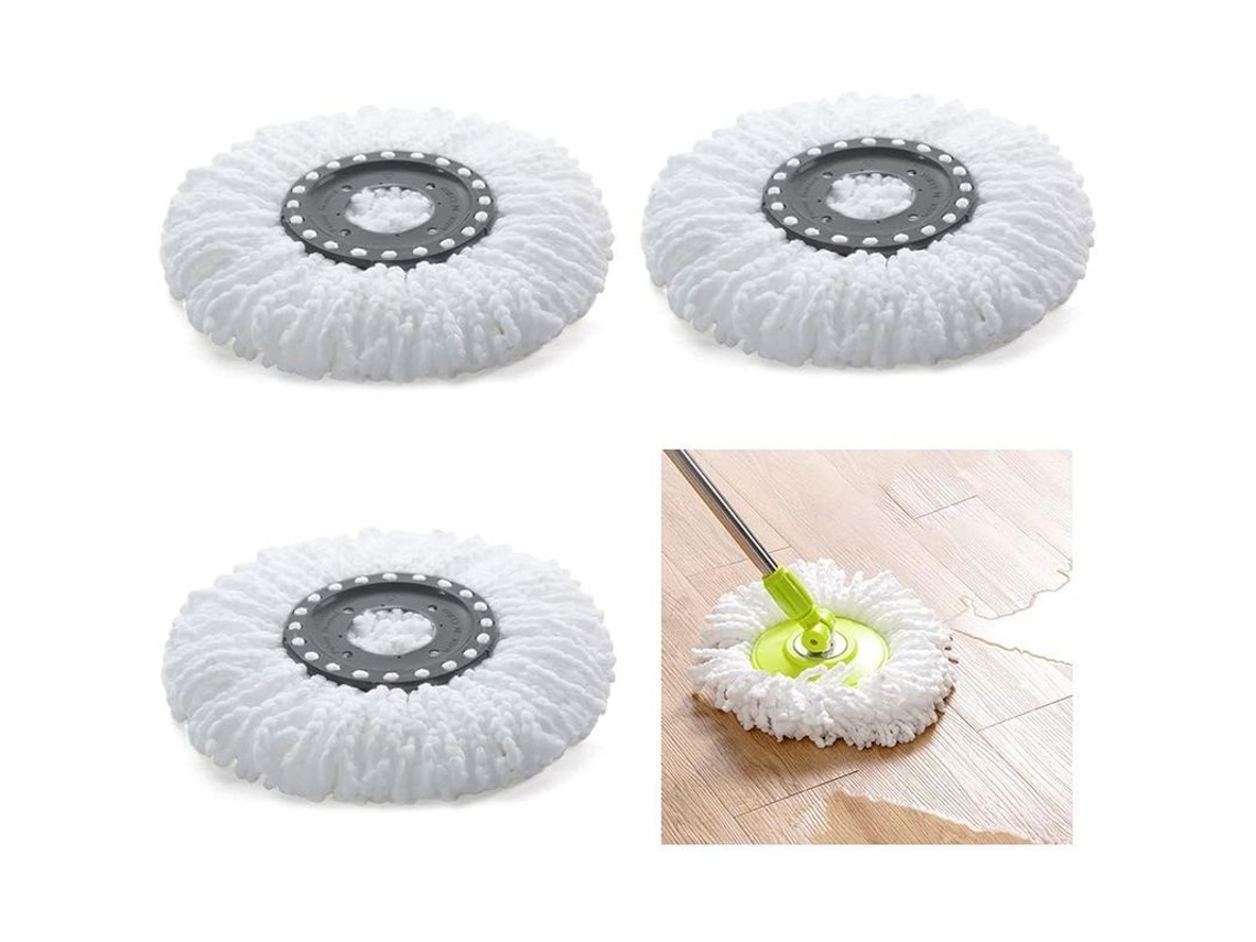 Refil de Mop Nova Line de 3 Cabeças Microfibra 360° para Limpeza Fácil