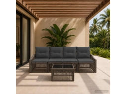 Vidaxl Conjunto De Sofá De Jardim 5 Pcs Cinzento Vime Pe