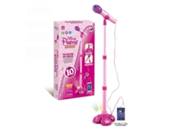 Conjunto De Microfone Infantil, Brinquedo Com Música E Luzes Coloridas, Microfone Com Altura Ajustável E Suporte Rosa. Aquaforge