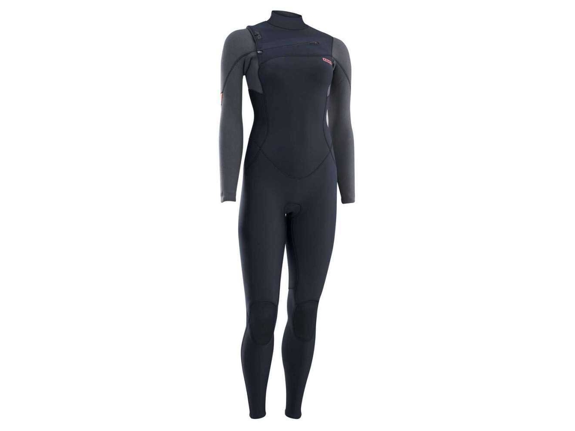Terno de Neoprene Feminino Manga Longa com Zíper no Peito Amaze Amp 3/2 Mm Cinzento Mion