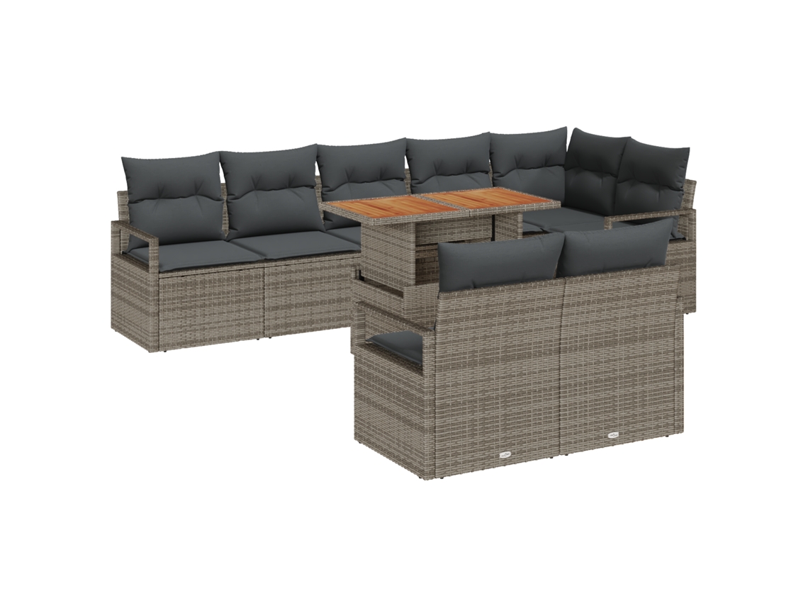 Conjunto 9 Conjunto De Sofá De Jardim Vidaxl Cinzento Vime Pe (100 X 55 X 73 Cm)