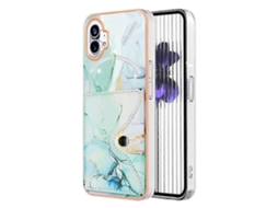 Capa Para Celular Nothing Phone 1 Com Compartimento Para Cartão E Estampa De Mármore Imd