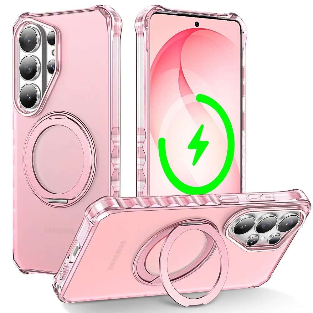 (rosa, Galaxy S26) Capa Para Celular Com Suporte Magnético Giratório De 360° De Alta Qualidade, Antiderrapante E Resistente A Quedas.