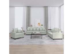 Vidaxl 3 Pcs Conjunto De Sofás Com Almofadões Veludo Cinzento-claro
