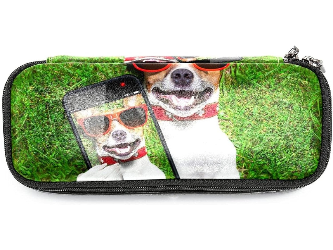 Estojo Divertido Com Estampa De Cachorro Selfie, Grande Capacidade, Canetas, Organizador De Maquiagem, Ideal