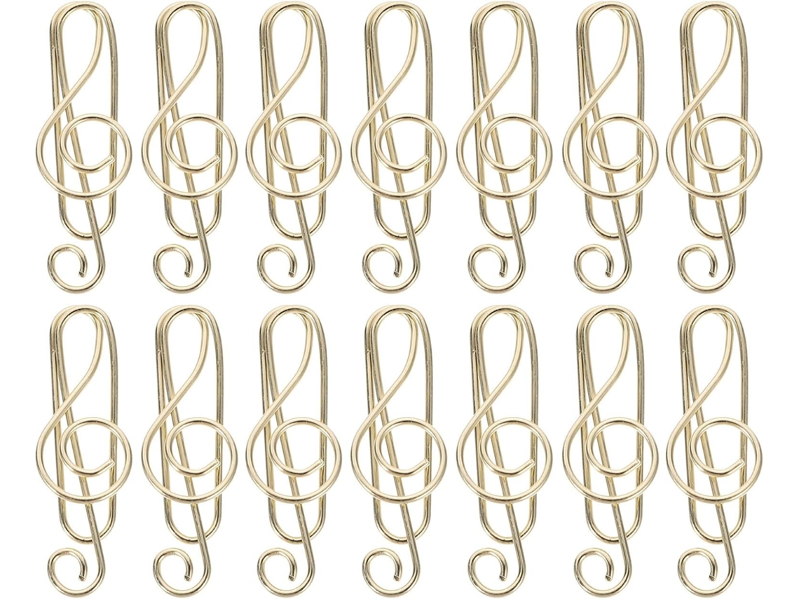 Clips De Papel Decorativos Angooily, Em Formato De Nota Musical, Clipes De Metal Dourado Para Arquivos, 50 Unidades