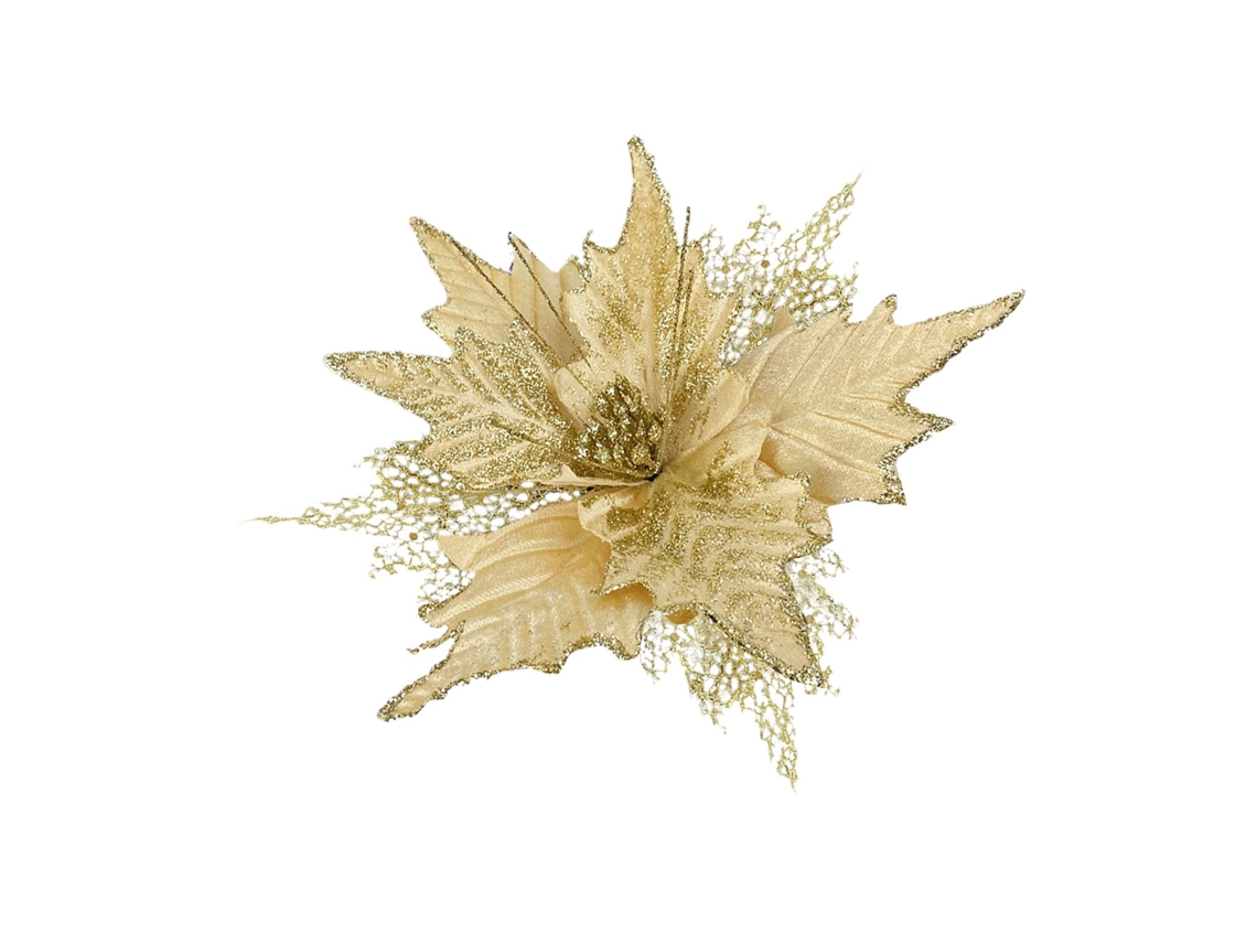 Laxiscreed Flor Artificial De Natal Com Pó De Ouro Para Decoração De Árvore Natalícia