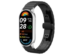 Bracelete Para Xiaomi Smart Band 10/9/8 Nfc - Aço Inoxidável - Textura De Bambu Com Uma Conta (14mm) Preta