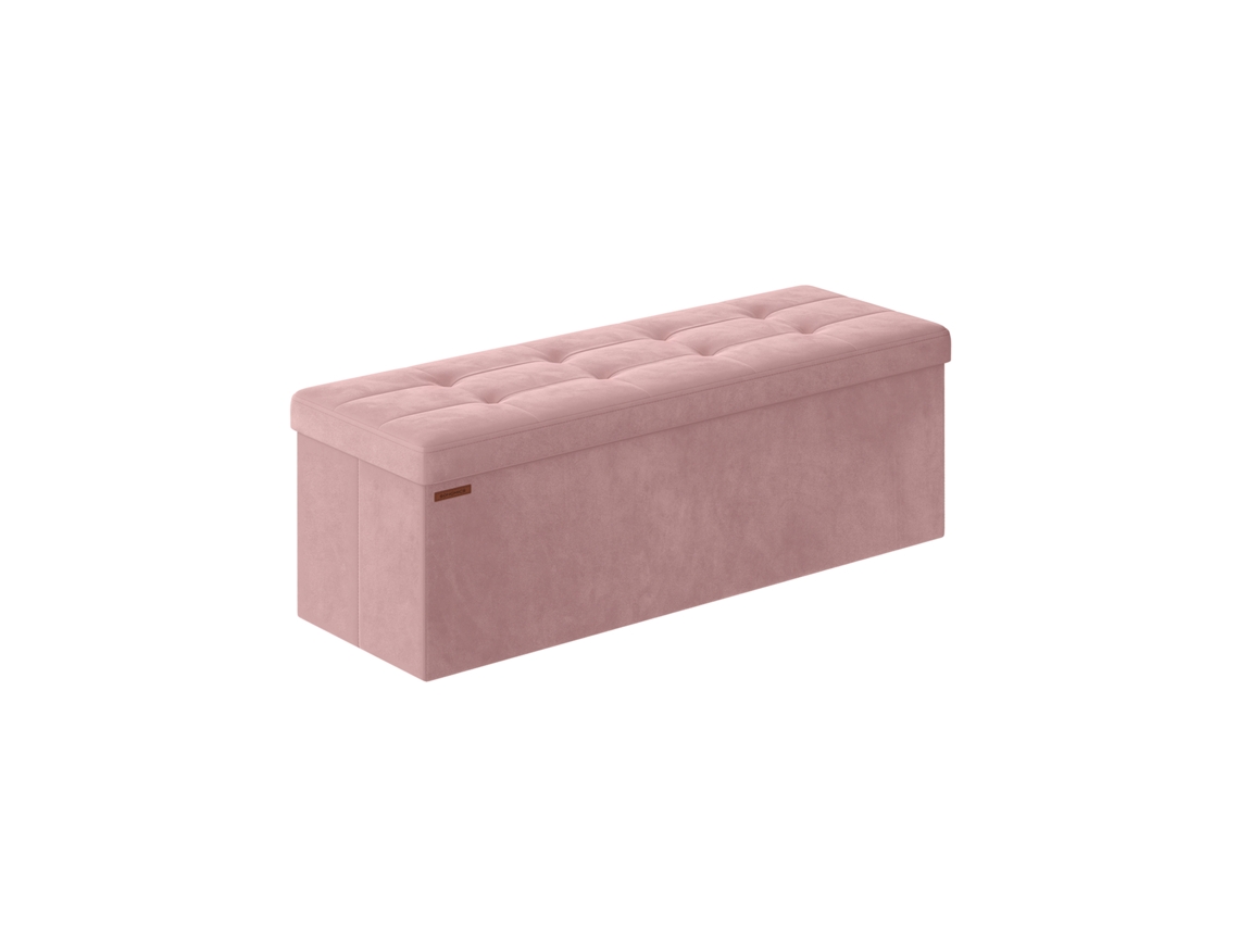Puff De Almacenamiento Plegable De Terciopelo 110 Cm - Rosa Caramelo