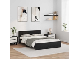 Vidaxl Estrutura Da Cama Com Fitas Led Carvalho Preto 120 X 190 Cm