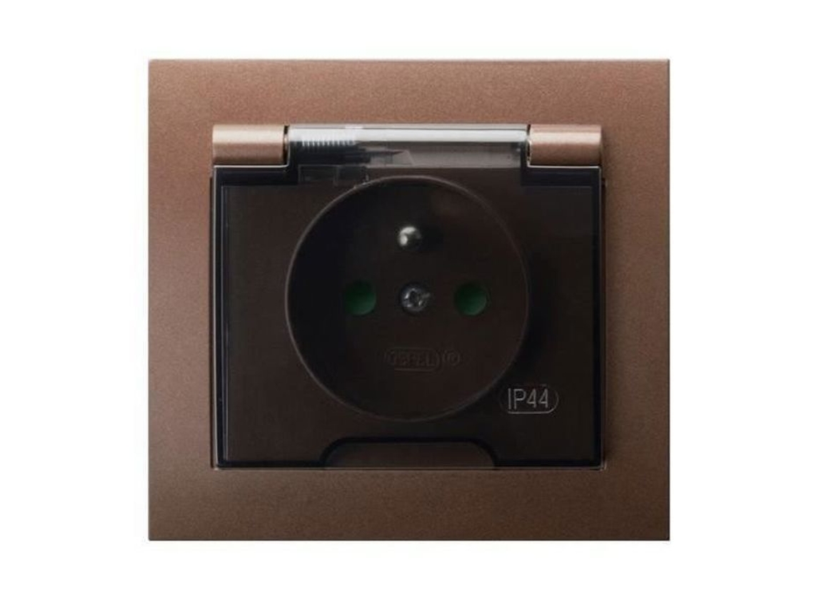 Tomada 2P e À Prova D'Água Ip44 Tipo e Persianas Aba Transparente Marrom OSPEL Kier Gph-1Wzp-52-D