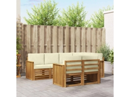 Vidaxl Conjunto De Sofá Sectional Com Almofada 7 Pcs Natural E Creme