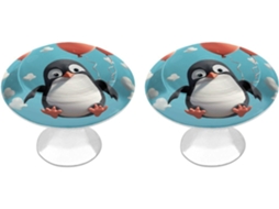 Conjunto De 2 Puxadores Aço Inoxidável Para Armários Cozinha, Com Design Personalizado De Pinguim Fofo Balão Ideais Para