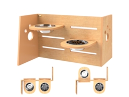 Tigela Elevada para Cães com 3 Alturas Ajustáveis, Tigela para Cães, 2 Tigelas, Aço Inoxidável, 63 X 58,5 X 40 Cm, Carvalho Ge