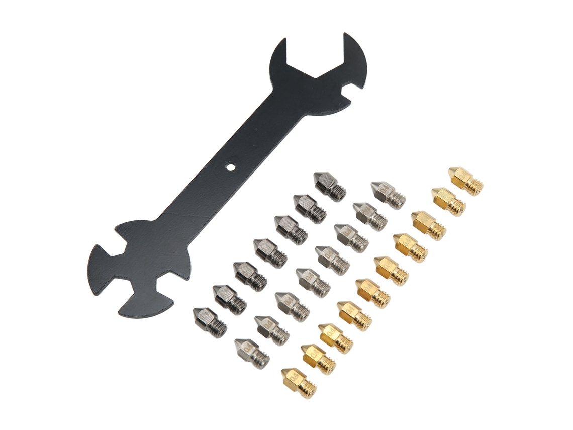 25 Peças De Bico De Extrusor 3d 0.4mm Entrada 1.75mm Para Cr 10 Ender 3 Ender3 Pro Mk8