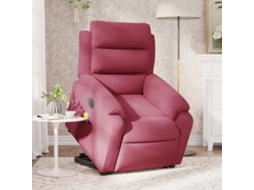 Vidaxl Poltrona Massagens Elevatória Elétrica Veludo Vermelho-tinto