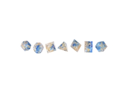 Mali conjunto de 7 Dados Poliédricos de Resina Rpg com Números Claros Azul+ouro para Jogos de Mesa