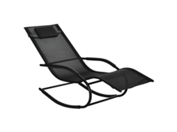 Chaise Longue ESSÊNCIACASA, ergonômica, com Apoio de Cabeça e Braços, 63x160x88 cm, preta
