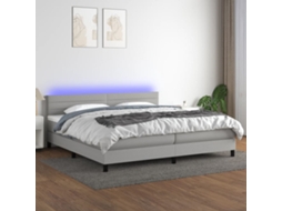 Vidaxl Cama Box Spring C/ Colchão E Led 200x200 Cm Tecido Cinza-claro