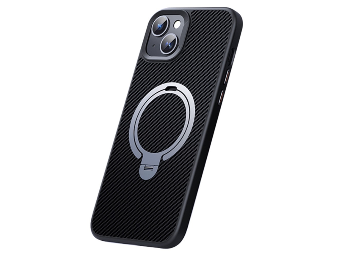 Suporte Casa Textura Fibra Para Iphone 13 Magnética Prateado