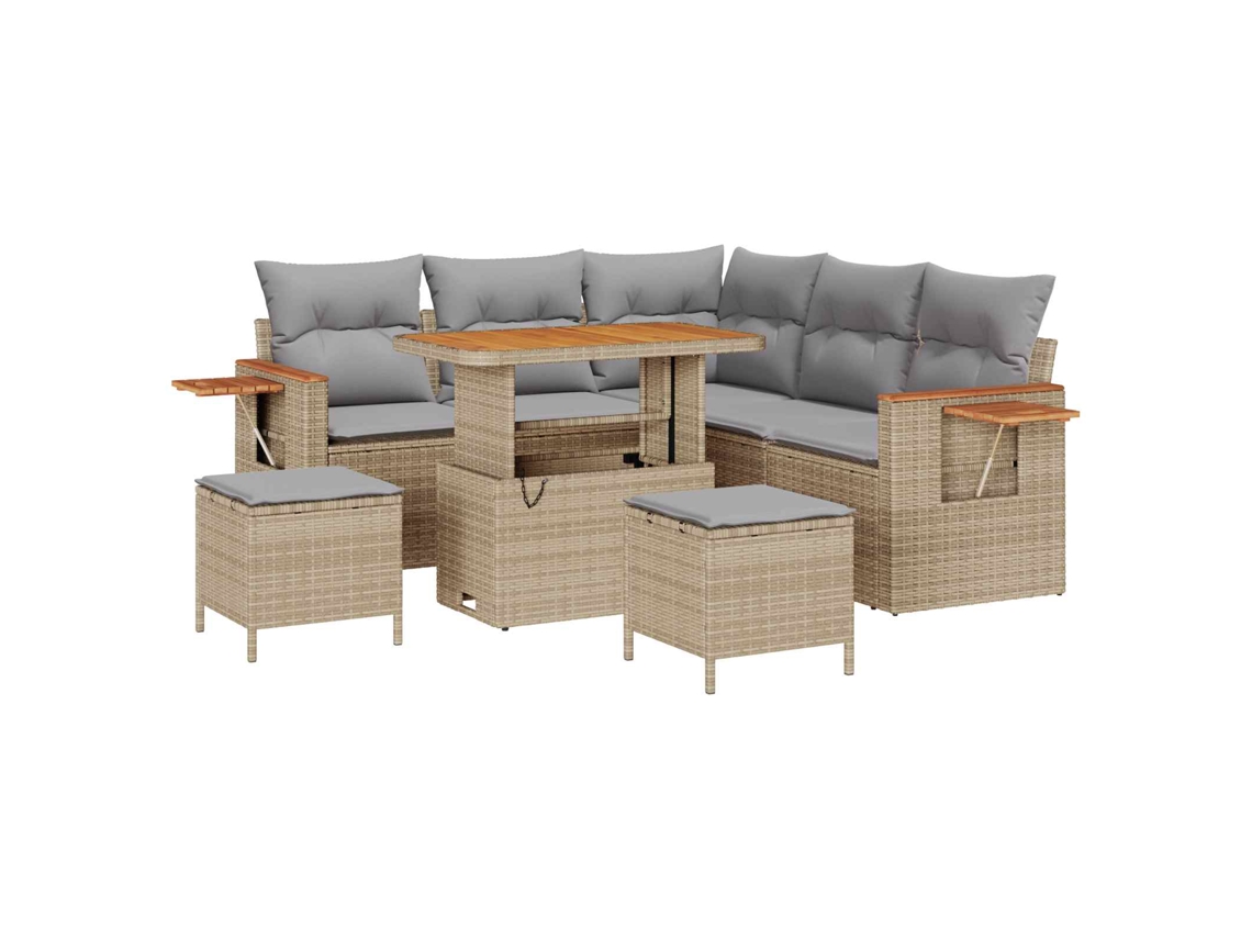 Maison Exclusive - Conjunto De Sofá De Jardim 8 Pcs Bege Vime Pe
