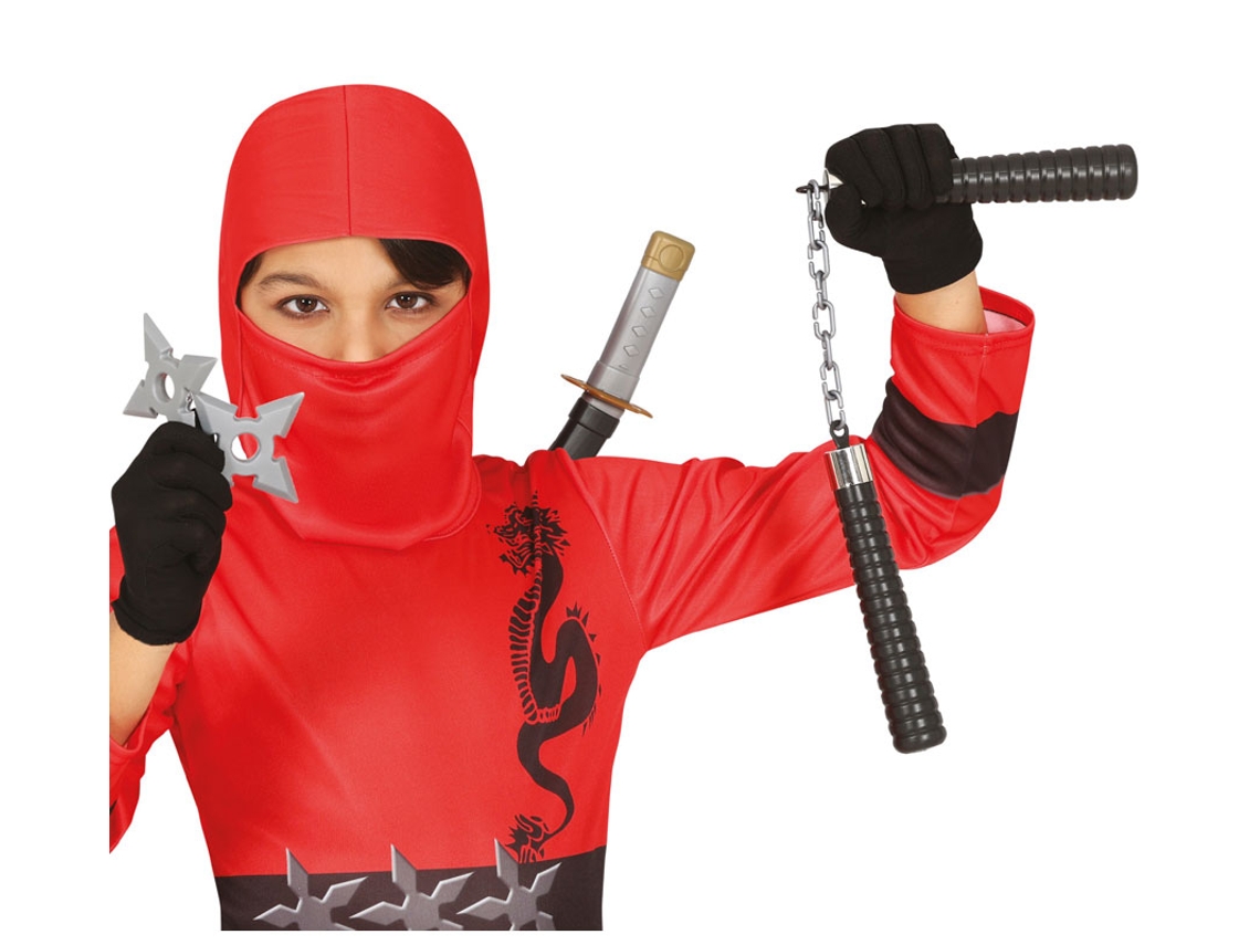 Kit Ninja Infantil Nunchakus, 2 estrelas e espada