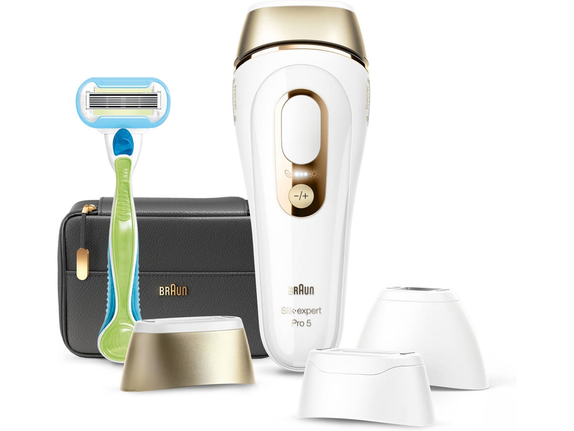 Depiladora Luz Pulsada BRAUN Silk·expert Pro 5 PL5243 (IPL - Multi-zonas - Branco e Dourado)