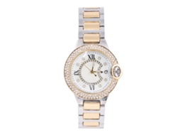 Relógio de Pulso Feminino com Strass Pulseira de Liga Analógico Moda Presente Prata Ouro