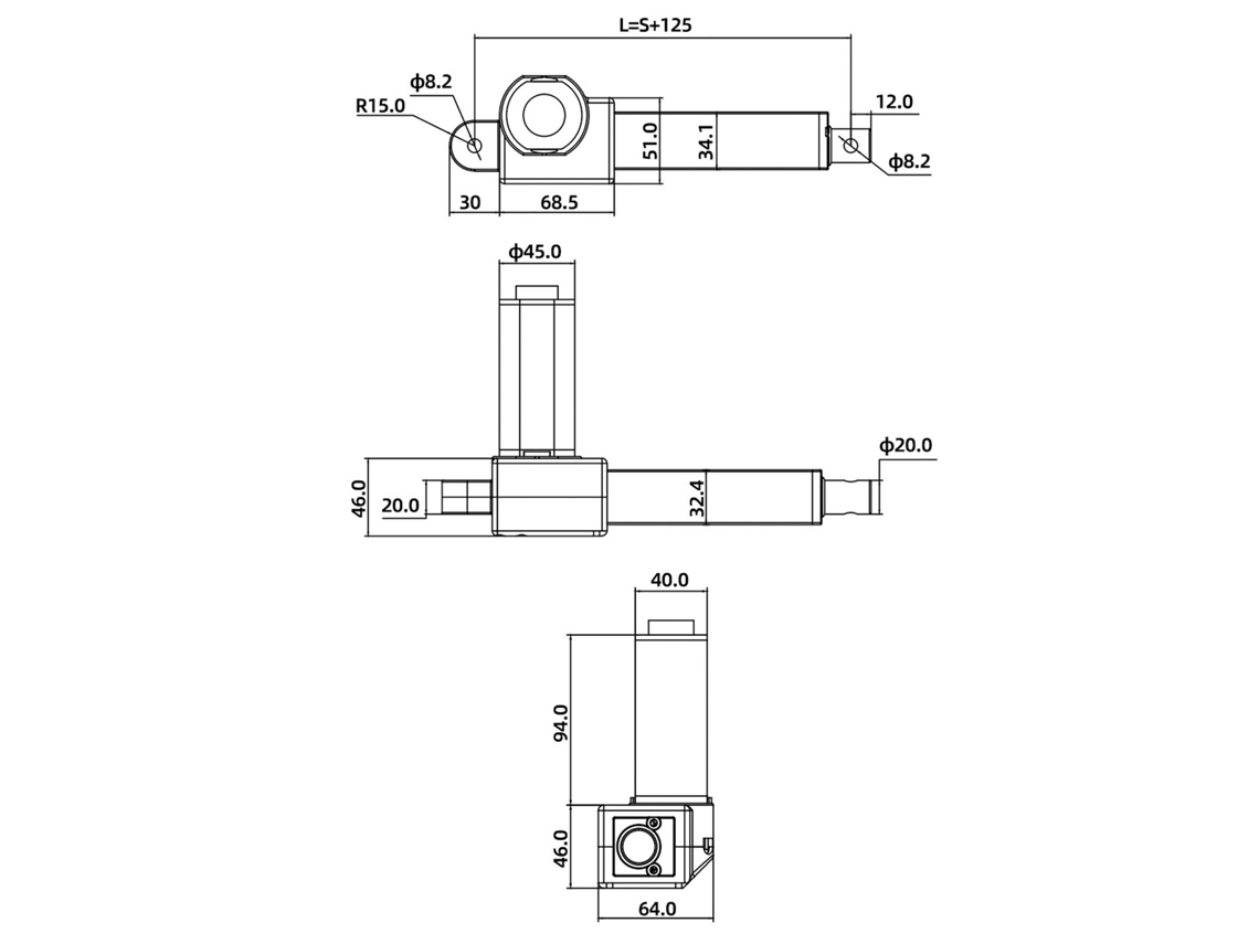 Atuador Linear Elétrico 800n 10mm/s 100mm Dc24v