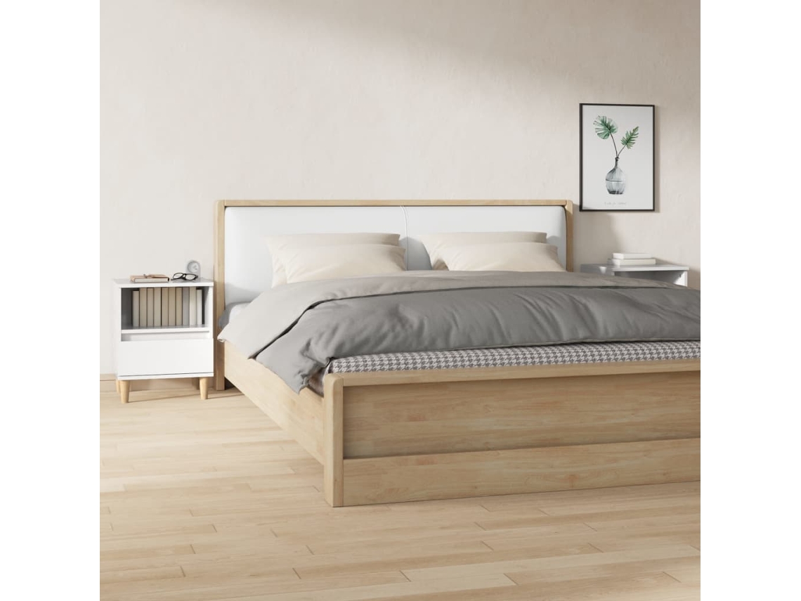 Vidaxl Mesas De Cabeceira 2 Pcs 40x35x50 Cm Branco Brilhante