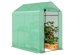 Estufa 395x100x80cm para jardim varanda com 4 janelas estrutura de aço e PVC transparente BTFORUS