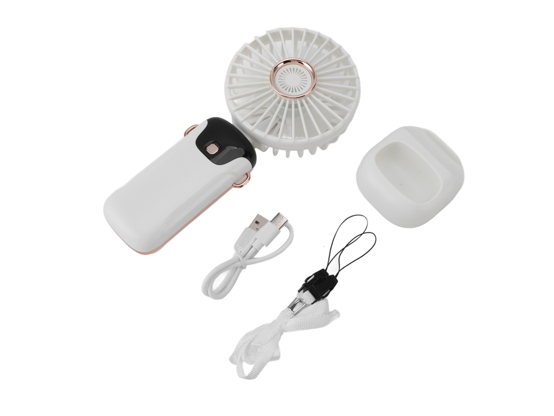 Ventilador Portátil Usb Recarregável 5 Velocidades Branco