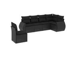 Conjunto Sofás de Jardim 6 Pcs com Almofadões Vime Pe Preto MAISON EXCLUSIVE (6 pcs)