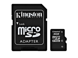 Cartão De Memória Microsd 4gb Adaptador | Velocidade 100mb/s | Classe 10 Uhs I | Full Hd Kingston Sd001 Preto