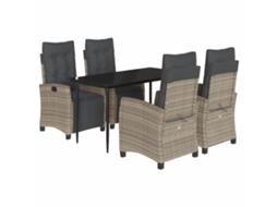 5 Pcs Conjunto de Jantar P/ Jardim C/ Almofadões Vime Pe Cinza MAISON EXCLUSIVE