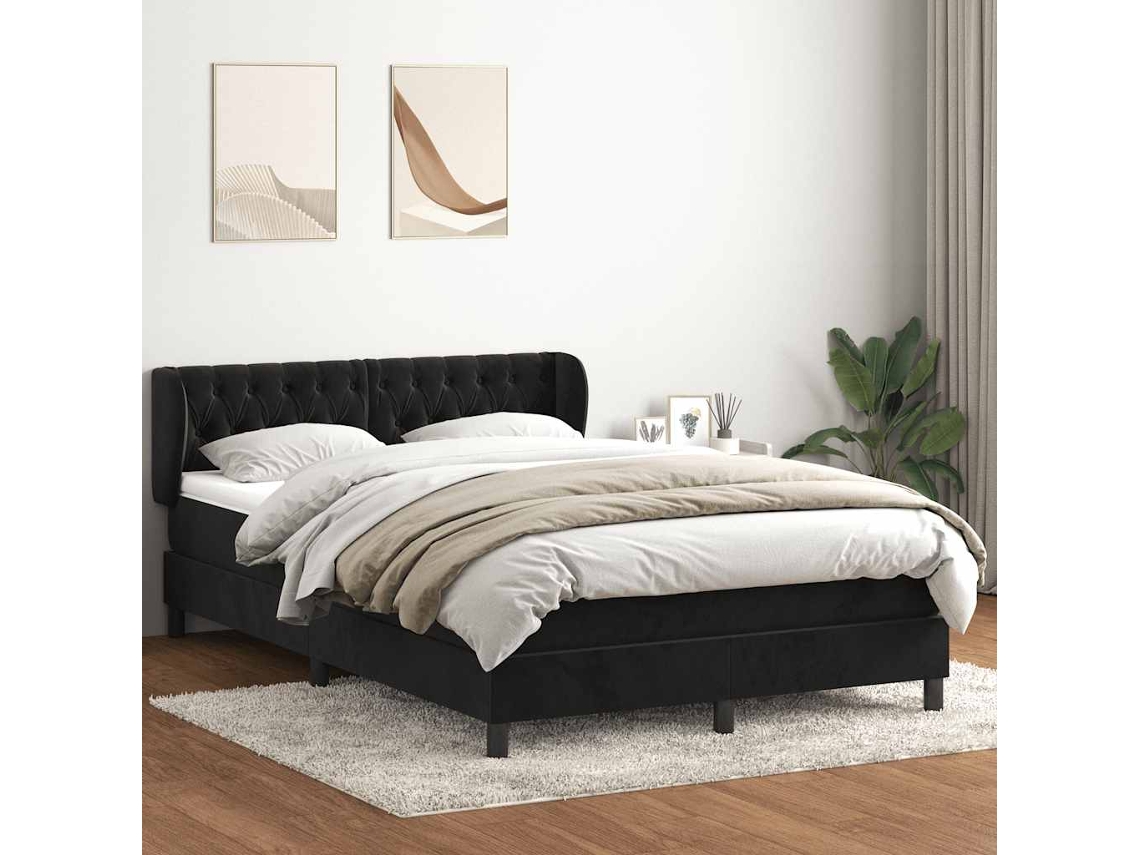 Vidaxl Cama Com Molas/colchão 160x210 Cm Veludo Preto