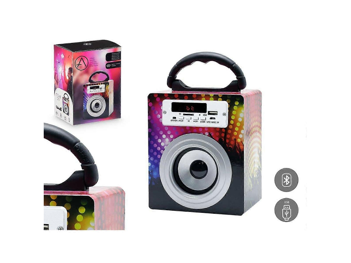 Caixas De Som Bluetooth Pretas E Multicoloridas Nostalgia88