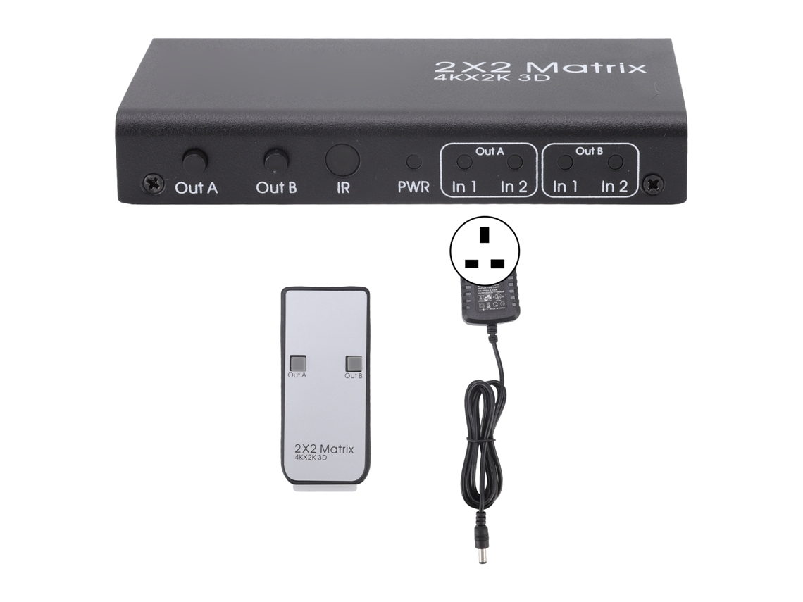 Switcher De Interface Multimídia Hd 2 Entradas 2 Saídas 4k 30hz Seletor Automático Hub