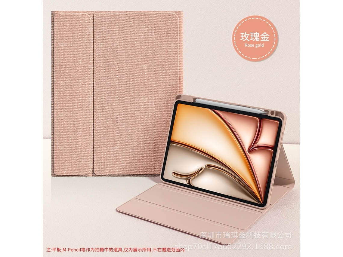Capa Protetora, Compatível Com Ipad Air 4/5 10.9 Pol. 2020/2022, Couro, Rosa