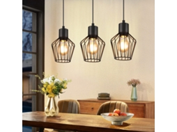 Pendente 3 Chamas Preto Industrial Metal Pendente Led E27 Metal Zmh