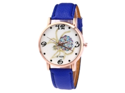 Relógio de quartzo unissex com pulseira de couro PU, mostrador em formato de aranha, casual e moderno (azul)