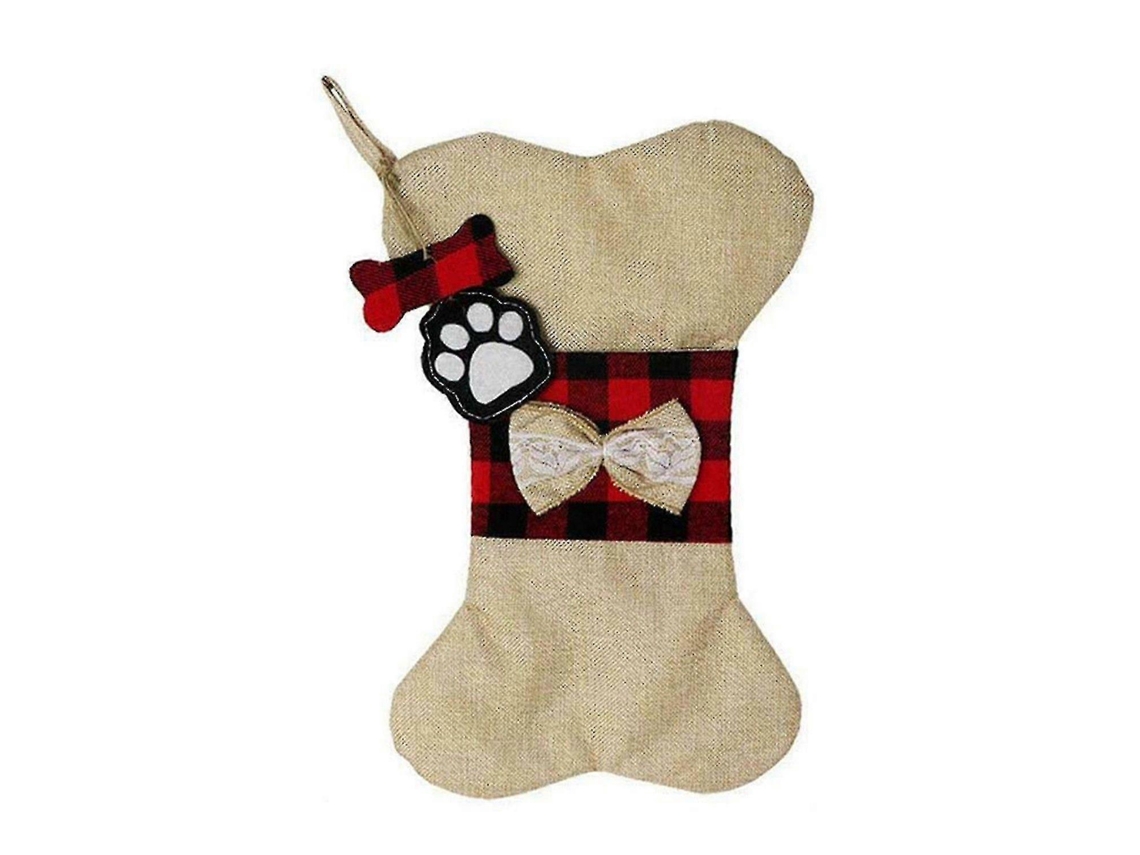 Sacola De Presente Xadrez Com Estampa De Pata De Cachorro Para Natal, Ideal Para Animais De Estimação. Hengjian