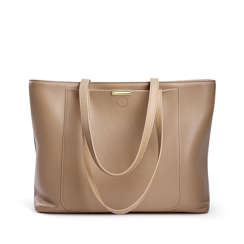 (2328-damasco) Bolsa De Mão 100% Em Couro Genuíno, Bolsa De Ombro De Grande Capacidade Para Mulheres